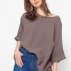 Lässiges Musselin Shirt - Taupe