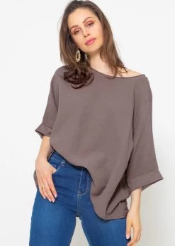 Lässiges Musselin Shirt - Taupe
