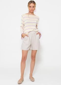 Baumwoll Pullover Mit Feinen Streifen - Beige -Sassyclassy sassyclassy Baumwoll Pullover mit feinen Streifen beige S4203P6845 1WaaMWMjWkvJLR