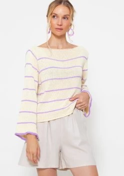 Baumwoll Pullover Mit Feinen Streifen - Beige -Sassyclassy sassyclassy Baumwoll Pullover mit feinen Streifen beige S4203P6845 4eNVPHALmUQnKu