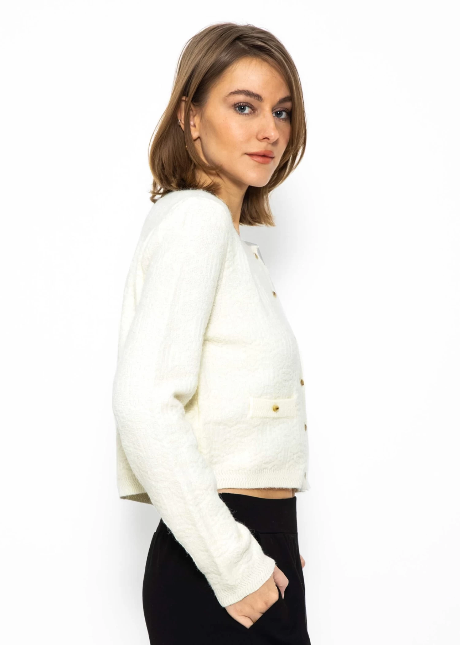 Kurze Gemusterte Jacke - Offwhite 5 Kurze Gemusterte Jacke - Offwhite – Bild 3