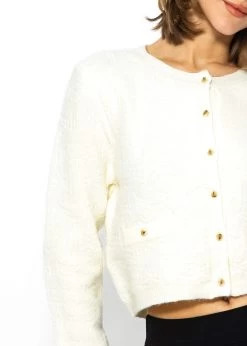 Kurze Gemusterte Jacke - Offwhite 15 Kurze Gemusterte Jacke - Offwhite -Sassyclassy sassyclassy Kurze gemusterte Strickjacke offwhite S3209C6497 6