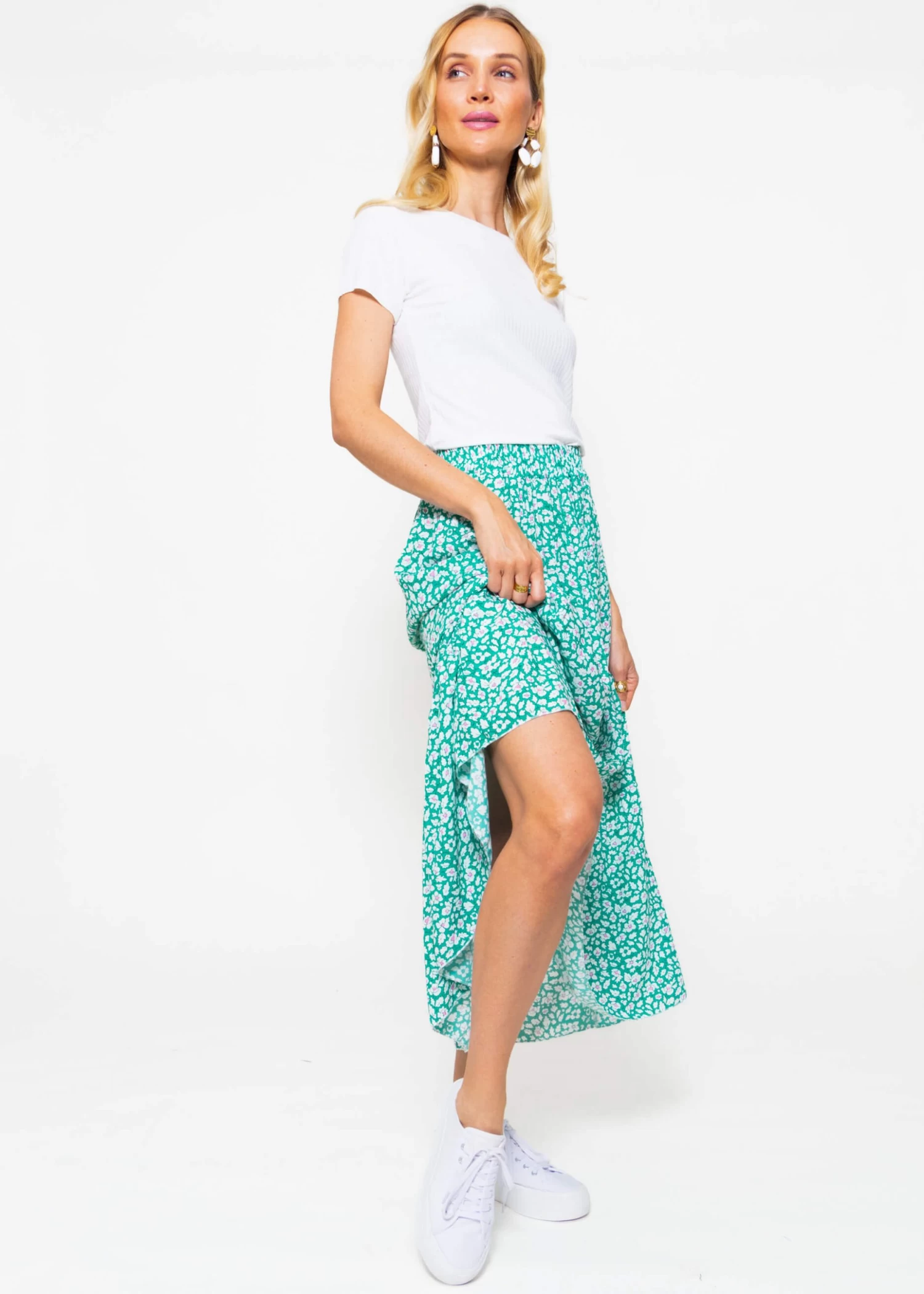 Maxi Rock Mit Print, Türkis 4 Maxi Rock Mit Print, Türkis – Bild 2