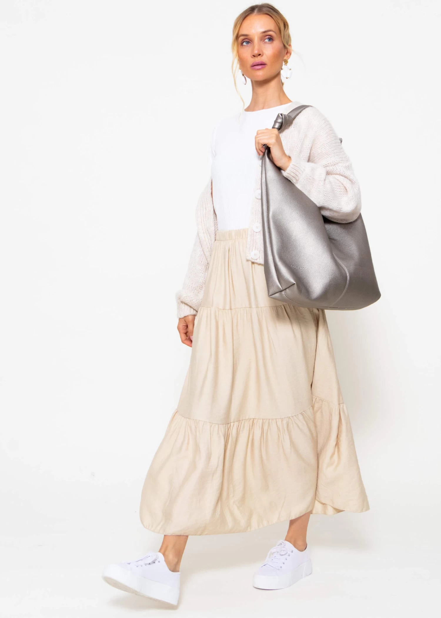 Maxi Volantsrock - Beige 6 Maxi Volantsrock - Beige – Bild 4