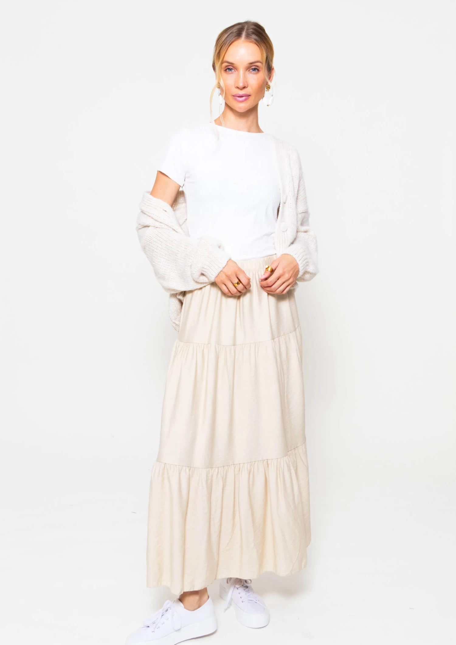 Maxi Volantsrock - Beige 9 Maxi Volantsrock - Beige – Bild 7