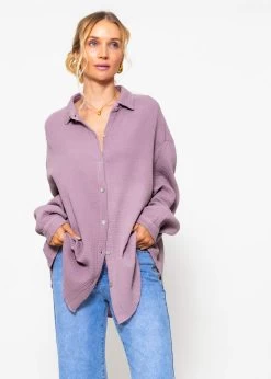 Musselin Bluse Oversize, Kurz, Violett -Sassyclassy sassyclassy Musselin Bluse oversize kurz violett S2209B5090 10NmuIS0TkEUb8C