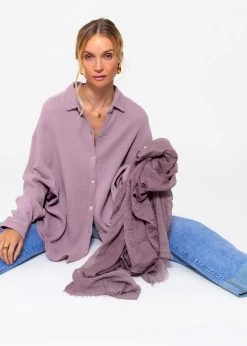 Musselin Bluse Oversize, Kurz, Violett -Sassyclassy sassyclassy Musselin Bluse oversize kurz violett S2209B5090 1vgE8RmOv7vv3o