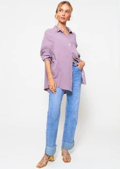Musselin Bluse Oversize, Kurz, Violett -Sassyclassy sassyclassy Musselin Bluse oversize kurz violett S2209B5090 4KO24d0qm0IJO3