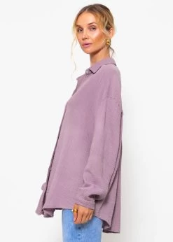 Musselin Bluse Oversize, Kurz, Violett -Sassyclassy sassyclassy Musselin Bluse oversize kurz violett S2209B5090 8d6nCT4iKgZLWo