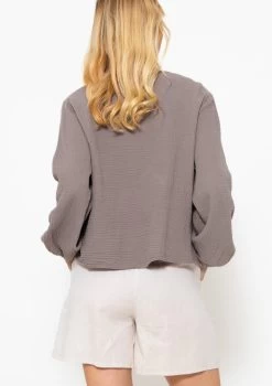 Musselin Blusenjacke Mit Bindebänder - Taupe -Sassyclassy sassyclassy Musselin Blusenjacke mit Bindebander taupe S3201B5420 3qeMX3zeRlItlF