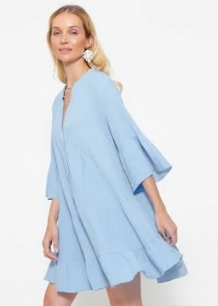 Musselin Kleid - Hellblau