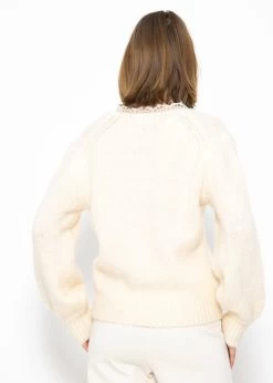 Pullover Mit Spitzen-Ausschnitt - Offwhite -Sassyclassy sassyclassy Pullover mit Spitzen Ausschnitt offwhite S3210P6533 6