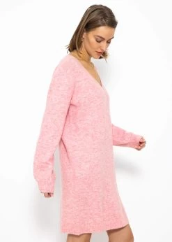 Strickkleid Mit V-Ausschnitt - Rosa -Sassyclassy sassyclassy Strickkleid mit V Ausschnitt rosa S3210K6551 5