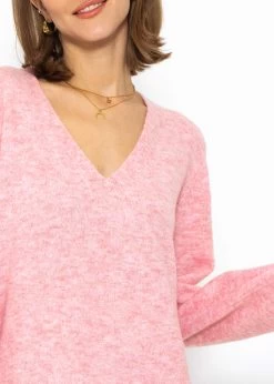 Strickkleid Mit V-Ausschnitt - Rosa -Sassyclassy sassyclassy Strickkleid mit V Ausschnitt rosa S3210K6551 7