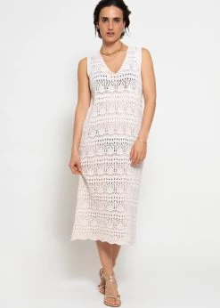 Ärmelloses Strickkleid Mit Strukturmuster - Hellbeige -Sassyclassy sassyclassy a rmelloses strickkleid mit strukturmuster hellbeige S4203K6943 3