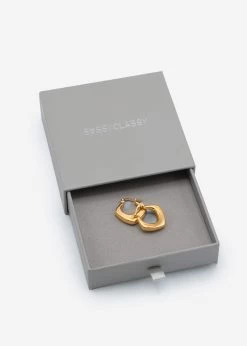 Abgerundete Creolen - Gold -Sassyclassy sassyclassy abgerundete flache creolen gold S3207A1429 5