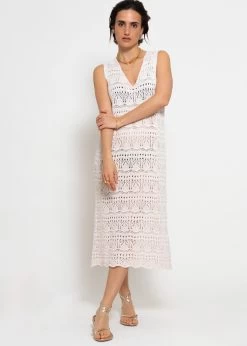 Ärmelloses Strickkleid Mit Strukturmuster - Hellbeige