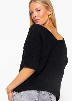 Baumwoll-Pullover Mit V-Ausschnitt - Schwarz -Sassyclassy sassyclassy baumwoll pullover mit v ausschnitt schwarz S4203P6933 2