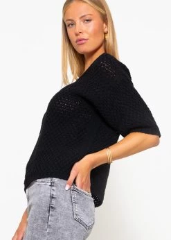 Baumwoll-Pullover Mit V-Ausschnitt - Schwarz -Sassyclassy sassyclassy baumwoll pullover mit v ausschnitt schwarz S4203P6933 3