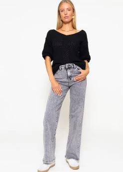 Baumwoll-Pullover Mit V-Ausschnitt - Schwarz -Sassyclassy sassyclassy baumwoll pullover mit v ausschnitt schwarz S4203P6933 6