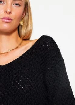 Baumwoll-Pullover Mit V-Ausschnitt - Schwarz -Sassyclassy sassyclassy baumwoll pullover mit v ausschnitt schwarz S4203P6933 7