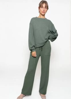 Casual Pants In Waffelpiqué - Grün -Sassyclassy sassyclassy casual pants in waffelpique grun S3207H6149 16l76kY1a2upeD