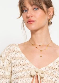 Crop Cardigan In Ajourstrick Mit Bindebänder - Beige-offwhite -Sassyclassy sassyclassy crop cardigan in ajourstrick mit bindebander beige offwhite S4203C6982 2