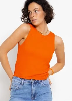 Doppellagiges, Geripptes Tank Top - Orange -Sassyclassy sassyclassy doppellagiges geripptes tank top orange S4203T7026 5
