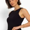 Doppellagiges, Geripptes Tank Top - Schwarz