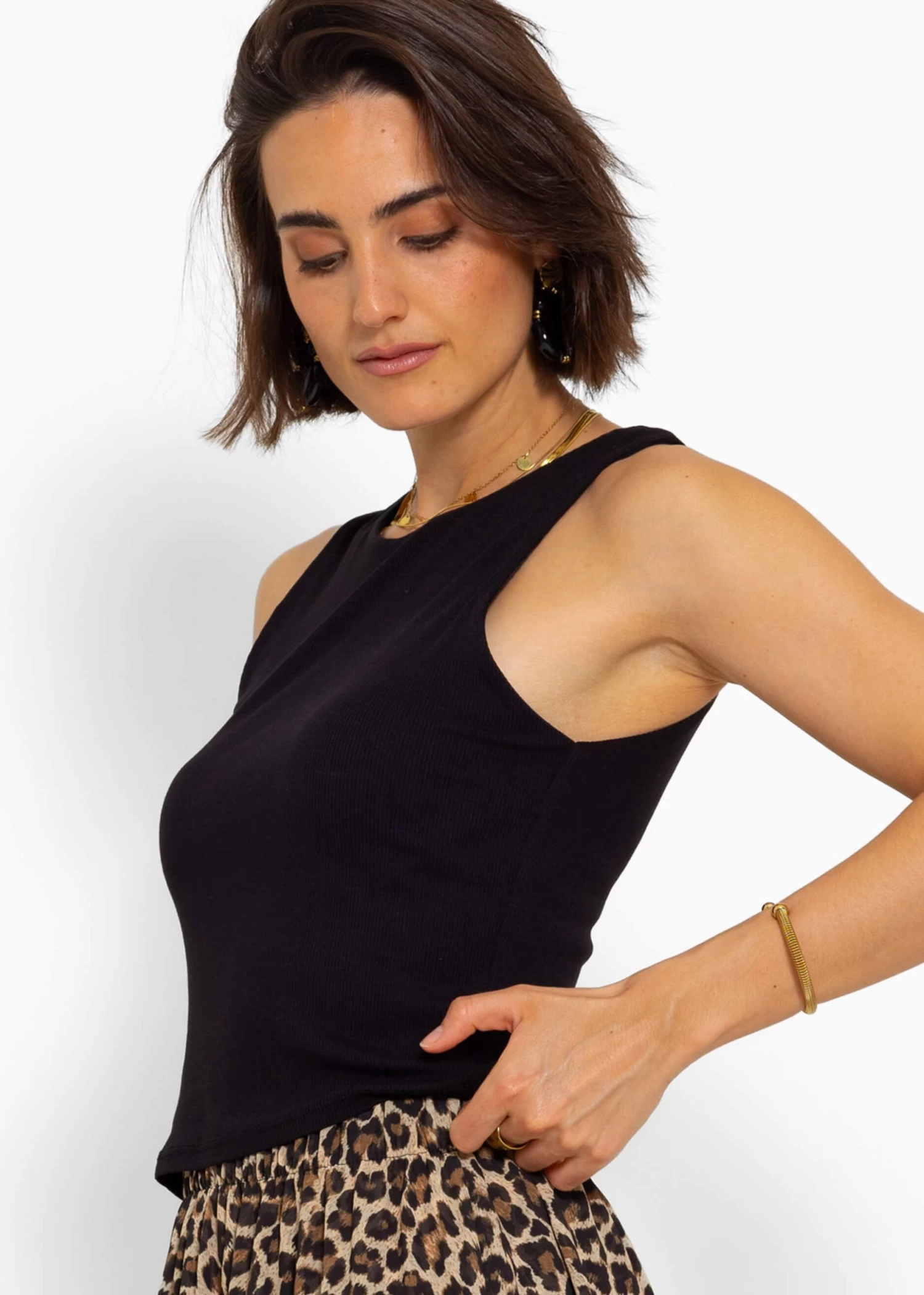 Doppellagiges, Geripptes Tank Top - Schwarz 8 Doppellagiges, Geripptes Tank Top - Schwarz – Bild 6