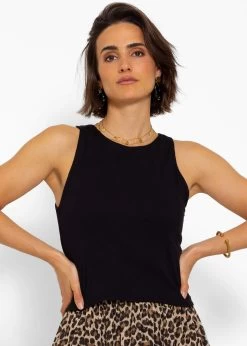 Doppellagiges, Geripptes Tank Top - Schwarz 14 Doppellagiges, Geripptes Tank Top - Schwarz -Sassyclassy sassyclassy doppellagiges geripptes tank top schwarz S4203T7024 5