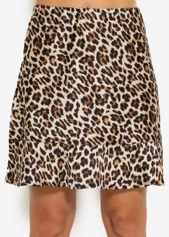 Femininer Satin Rock Mit Leo-Print - Braun -Sassyclassy sassyclassy femininer satin rock mit leo print braun S4202R6803 5