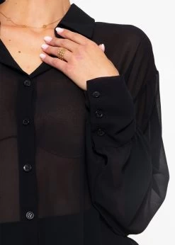 Fließende Chiffonbluse, Schwarz -Sassyclassy sassyclassy fliessende chiffonbluse schwarz S3203B5684 5
