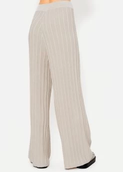 Fließende Strickhose Mit Rippenstruktur - Beige -Sassyclassy sassyclassy fliessende strickhose mit rippenstruktur beige S3211H6716 1