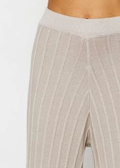 Fließende Strickhose Mit Rippenstruktur - Beige -Sassyclassy sassyclassy fliessende strickhose mit rippenstruktur beige S3211H6716