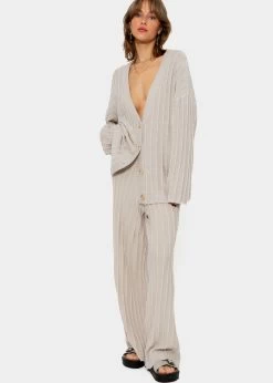 Fließende Strickhose Mit Rippenstruktur - Beige -Sassyclassy sassyclassy fliessende strickhose mit rippenstruktur beige S3211H6716 7