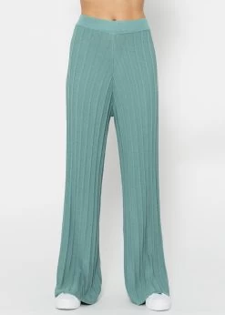 Fließende Strickhose Mit Rippenstruktur - Grün