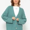 Fließender Cardigan Mit Rippenstruktur - Grün -Sassyclassy sassyclassy fliessender cardigan mit rippenstruktur grun S3211C6715 11