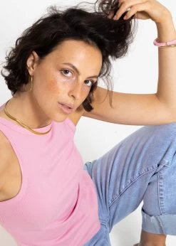 Geripptes Tank Top - Rosa