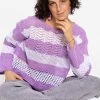 Gestreifter Ajour-Strickpullover - Flieder-weiß -Sassyclassy sassyclassy gestreifter ajour strickpullover flieder weiss S4203P6956 2
