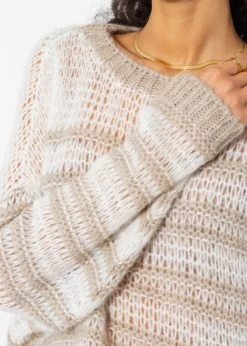 Gestreifter Pullover Aus Weichem Grobstrick - Beige-offwhite -Sassyclassy sassyclassy gestreifter pullover aus weichem grobstrick beige offwhite S4203P6838