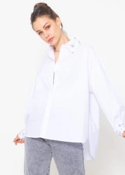 Hemdbluse Mit Schmuckdetails - Weiß -Sassyclassy sassyclassy hemdbluse mit schmuckdetails weiss S4203E6947 6