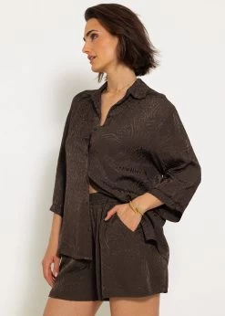 Jacquard Blusenhemd - Espresso -Sassyclassy sassyclassy jacquard blusenhemd espresso S4203E6967 1