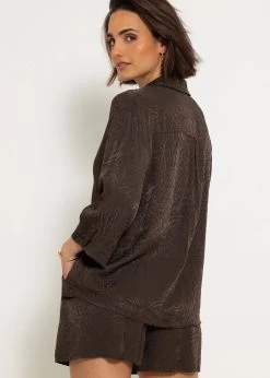 Jacquard Blusenhemd - Espresso -Sassyclassy sassyclassy jacquard blusenhemd espresso S4203E6967 3