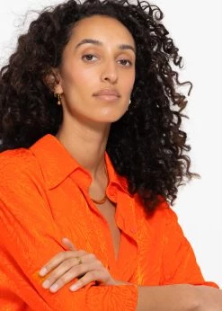 Jacquard Blusenhemd - Orange -Sassyclassy sassyclassy jaquard blusenhemd orange S4203E6968 1