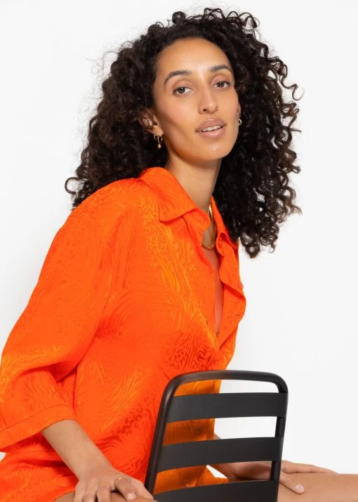 Jacquard Blusenhemd - Orange -Sassyclassy sassyclassy jaquard blusenhemd orange S4203E6968