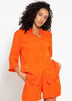 Jacquard Blusenhemd - Orange -Sassyclassy sassyclassy jaquard blusenhemd orange S4203E6968 6