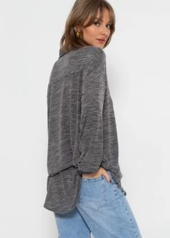 Jersey Bluse - Dunkelgrau Melange -Sassyclassy sassyclassy jersey bluse dunkelgrau melange S3212E6753 3