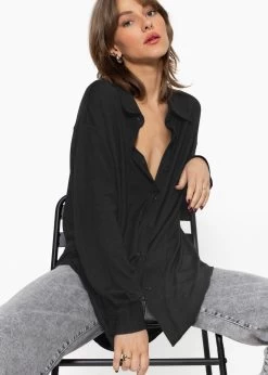 Jersey Bluse - Schwarz