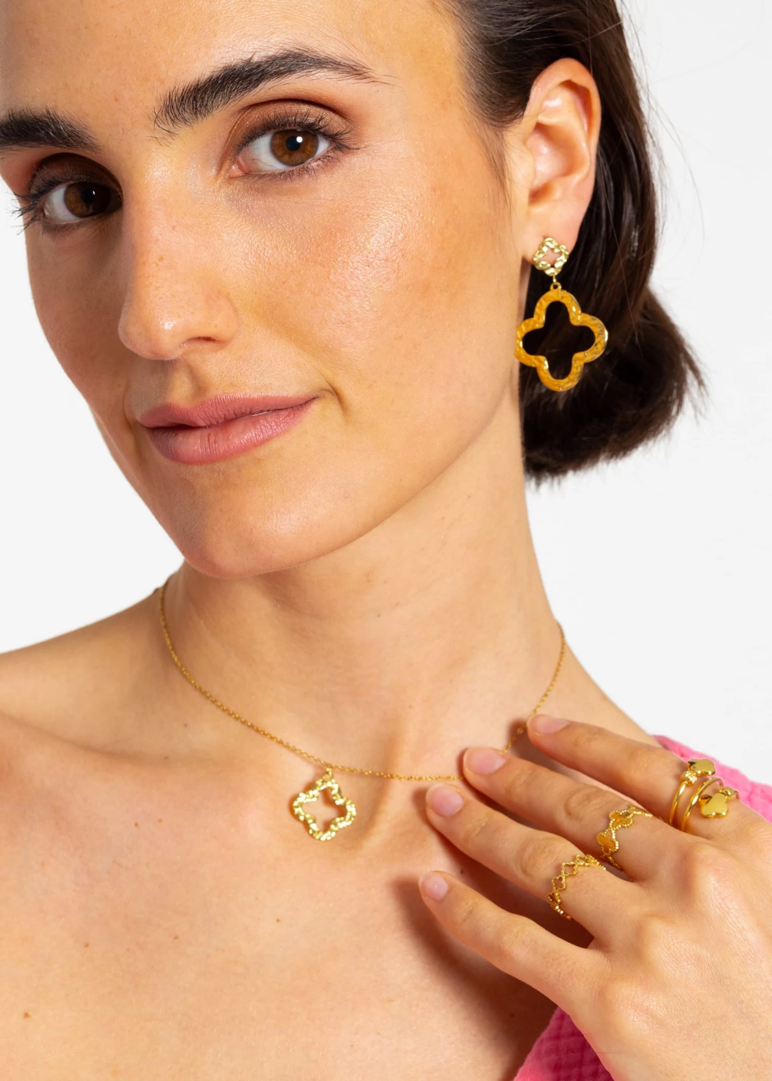 Kleeblatt Ohrstecker - Gold 6 Kleeblatt Ohrstecker - Gold – Bild 4